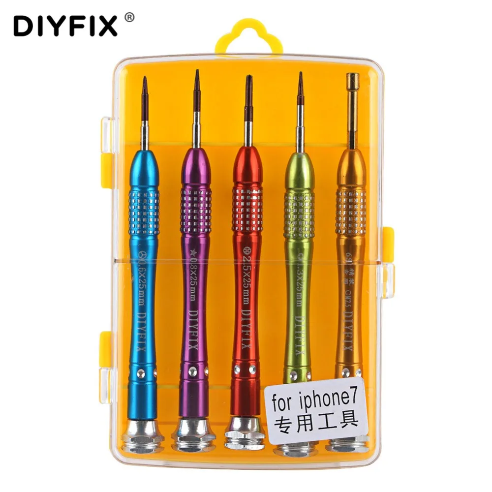 

DIYFIX 5Pcs Precision Metal Screwdriver Set for Apple iPhone 7 Disassemble Teardown Opening Repair Tools Kit