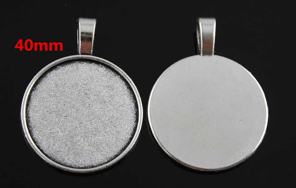 3pcs Large Heavy Antique Silver/Antique Bronze Round Base Bezel Setting Tray Pendant Charm/Finding,fit 40mm Cabochon/Cameo