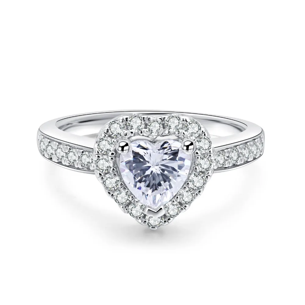 18k White Gold EF Color Heart Shape Moissanites Jewelry  Engagement Ring For Women Gift