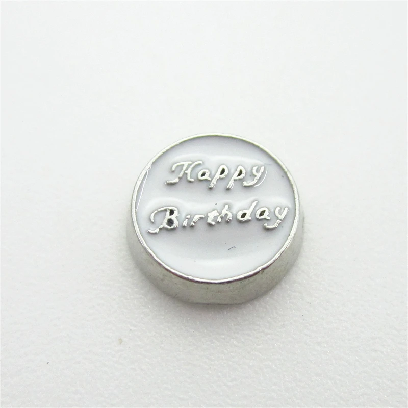 

20pcs/lot Happy Birthday Floating Charms Living Glass Memory Lockets DIY Jewelry Charms Wholesale Floating Charms