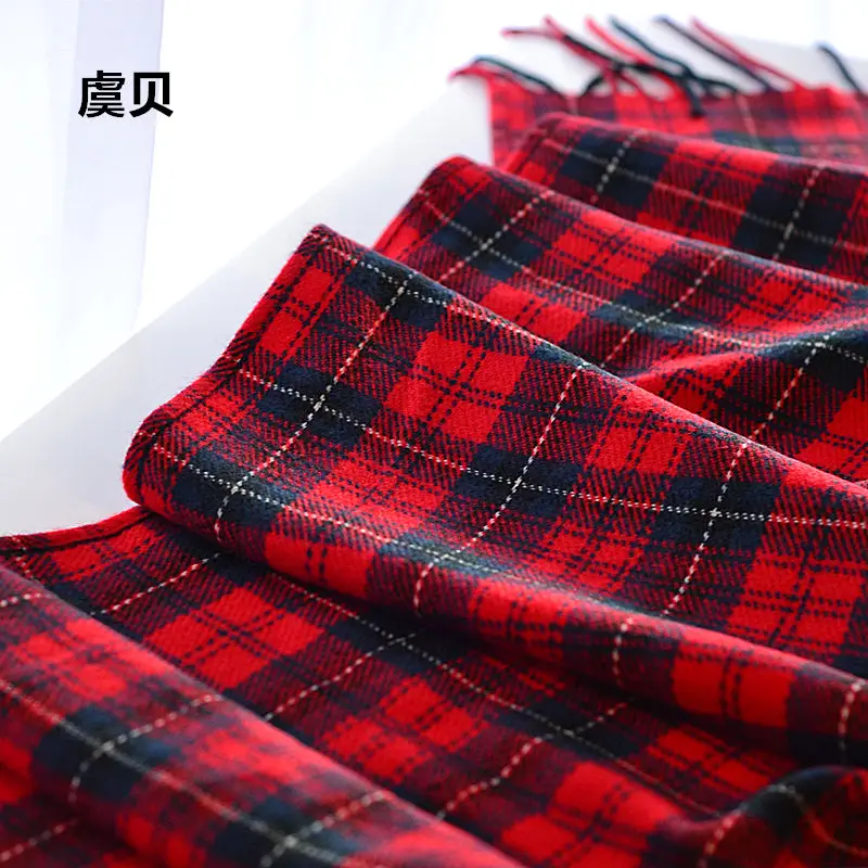 High quality spring autumn winter blanket red plaid scarf unisex acrylic scarves women\'s warm tassels shawls wrap christmas gift