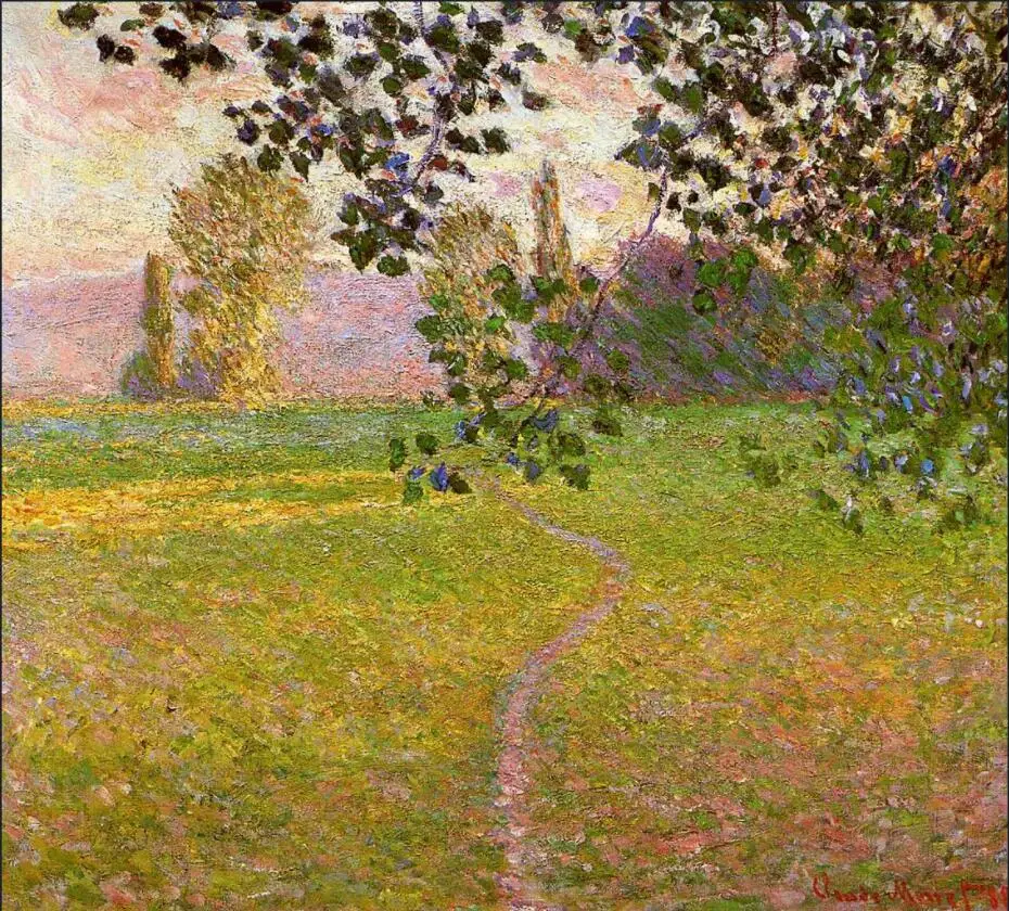 

High quality Oil painting Canvas Reproductions Morning Landscape, Giverny (1888) By Claude Monet Painting hand painted