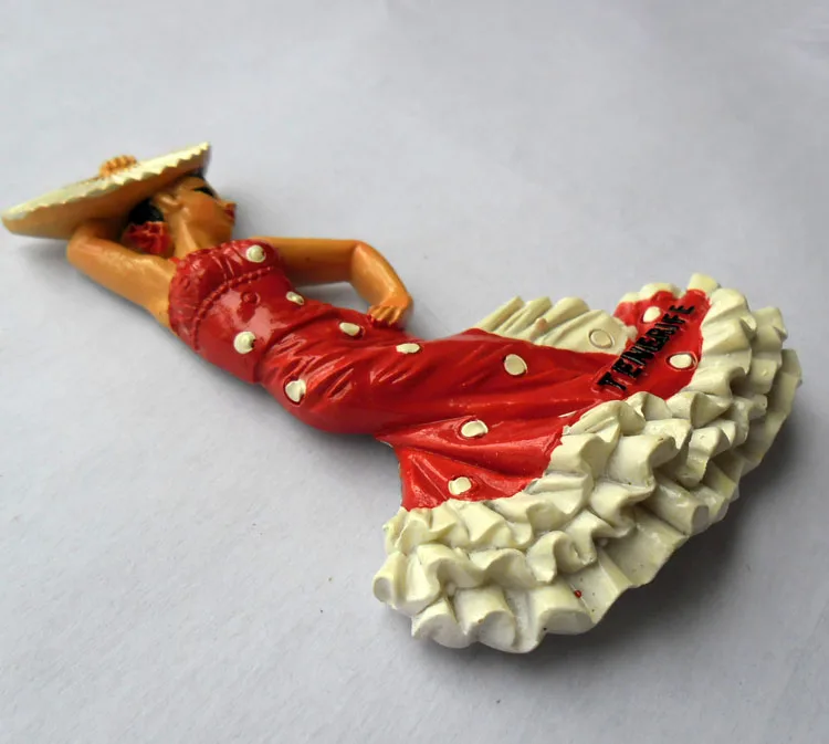 High-quality Hand-painted Spain Flamenco 3D Fridge Magnet Travel Souvenirs Home Decoration Refrigerator Magnetic Stickers