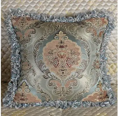 Baroque jacquard cushion cover tassel fringes pillowcase waist pillow cover sofa decor