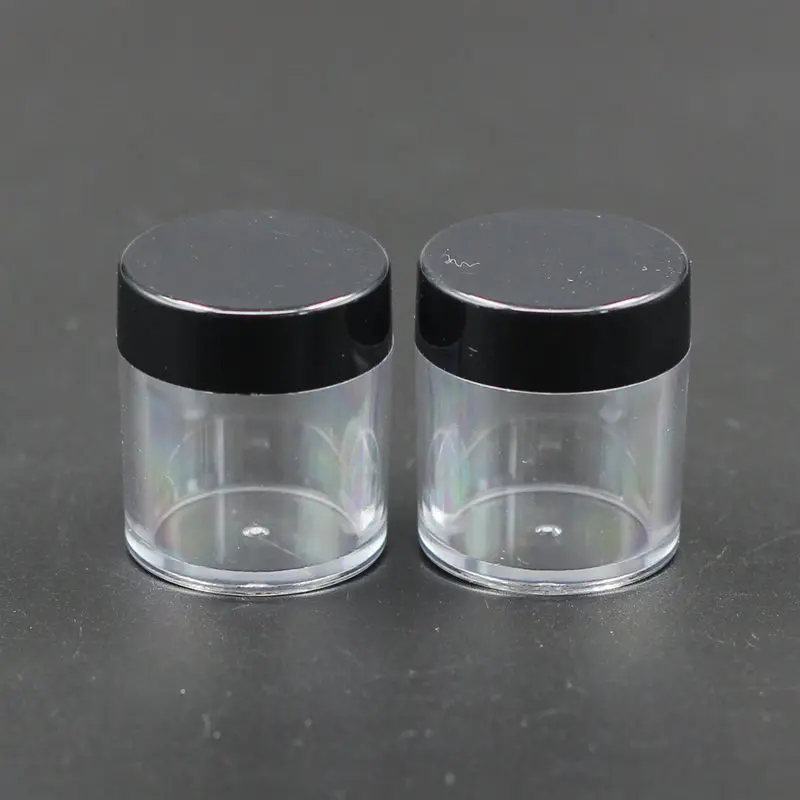 100pc/Lot 10g Black Lid Cream Jar Cosmetic Container Clear Plastic Cream Bottle Makeup Sample Jar Packaging Round Base PS Bottle