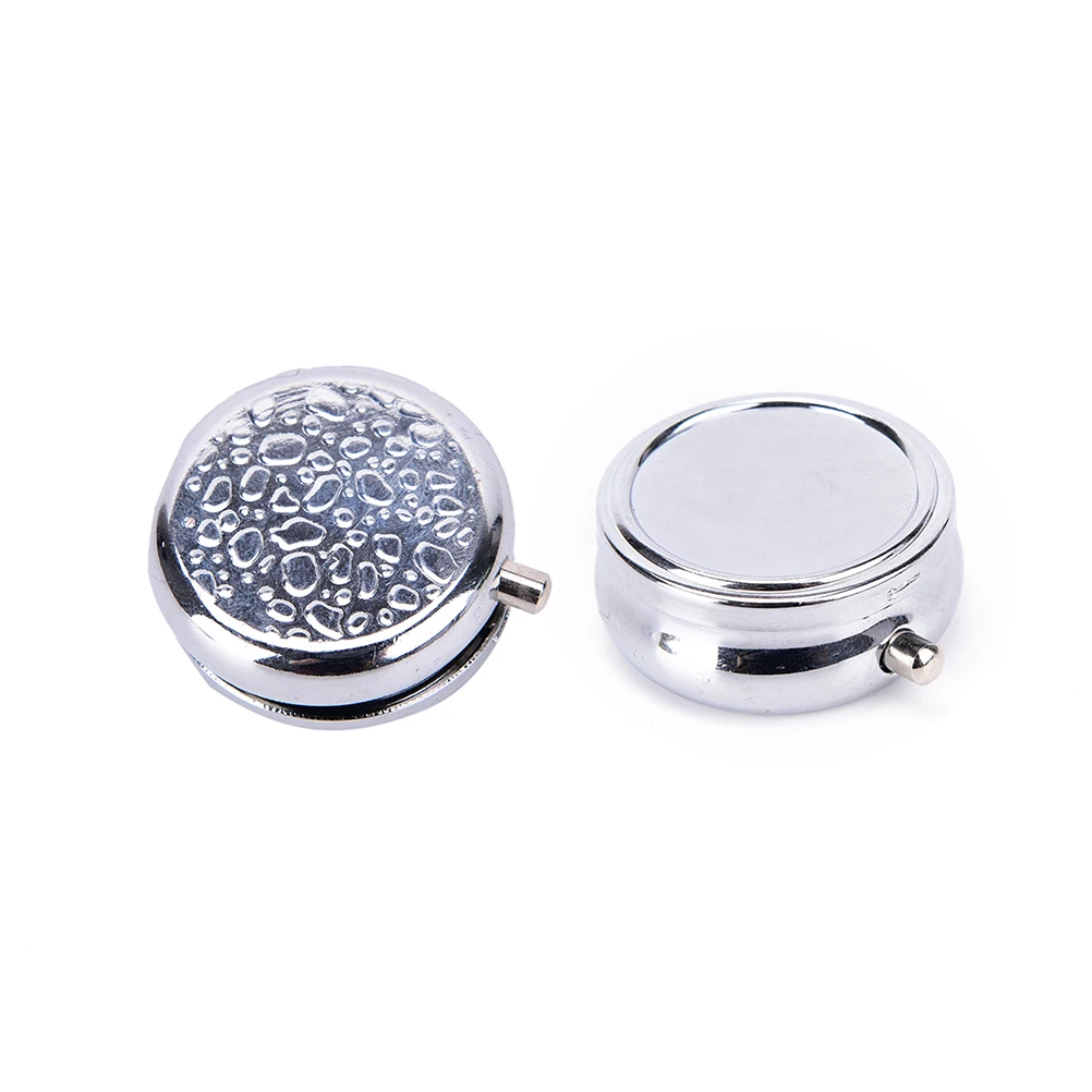 1Pc Small Cases Metal Round Silver Tablet Pill Boxes Holder Effective use of space Advantageous Container Medicine Case