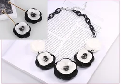 New Fashion Acrylic Jewelry Retro Big Acrylic Rose Flowers Ornament Personality Necklace Earring Set For Femme Christmas Gift