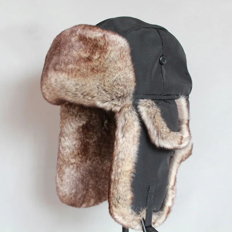 Winter Bomber Hat For Men Faux Fur Russian Hat Ushanka Women Thick Warm Cap with Ear Flaps