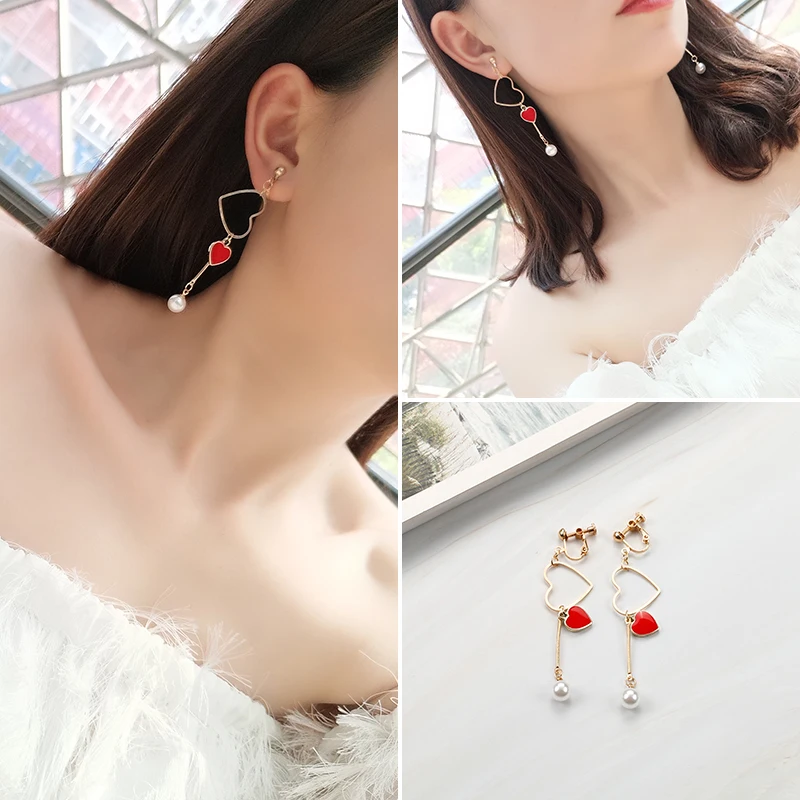 GRACE JUN High Quality Clip on Earrings No Pierced for Women Party Wedding Fashion Long Tassel Geometric Clip Earrings Wholesale