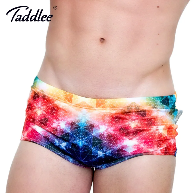 Taddlee Brand Sexy Men's Swimwear Swimsuits Swim Boxer Briefs 3D Printed Men Board Beach Trunks Low Waist Swimming Bikini Gay