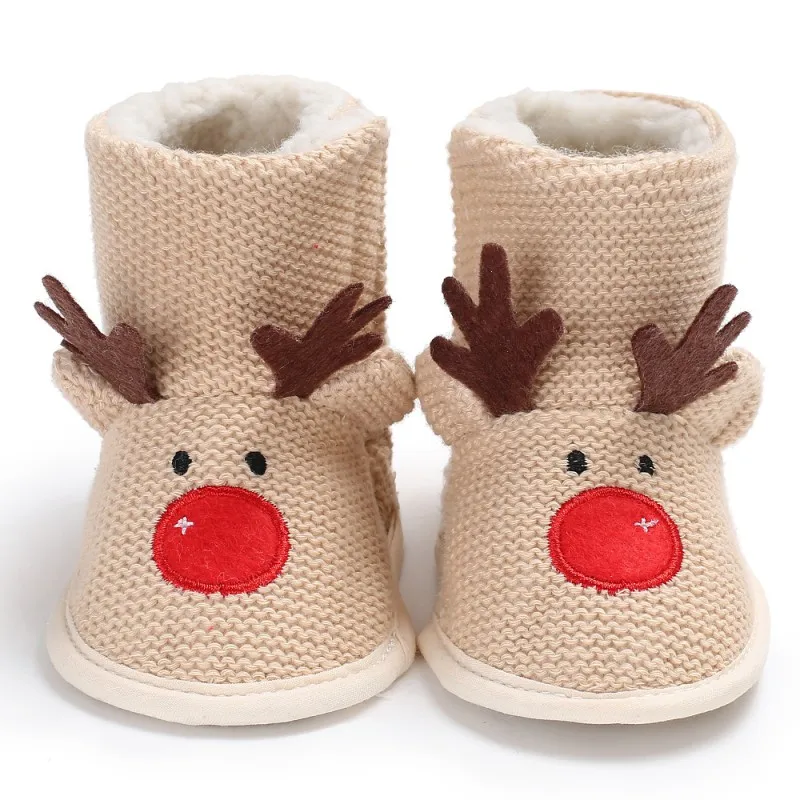 

Baywell Christmas Deer Winter Warm Baby Newborn Lovely Shoes First Walkers Baby Boy Shoes Wool Boots For 0-18 Month