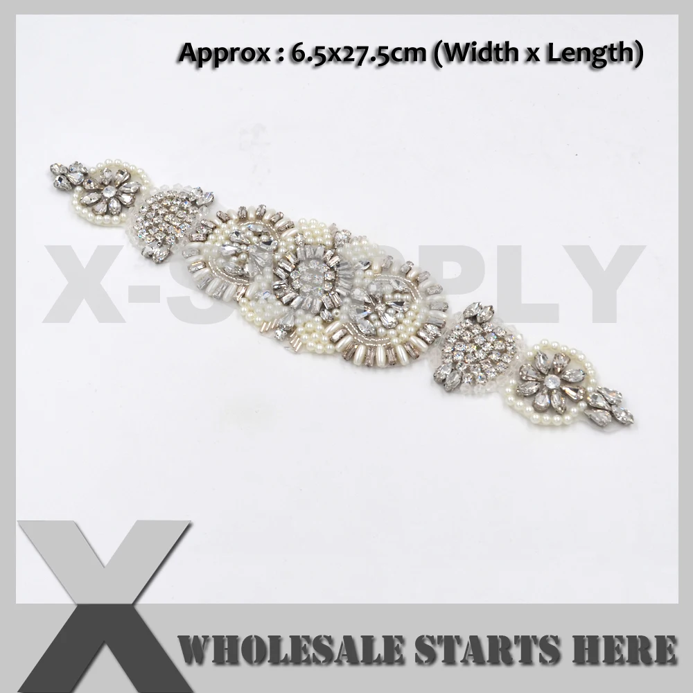 

Heat Transfer Rhinestone Applique Patch For Clothes Hair Piece Sash Belt Bag