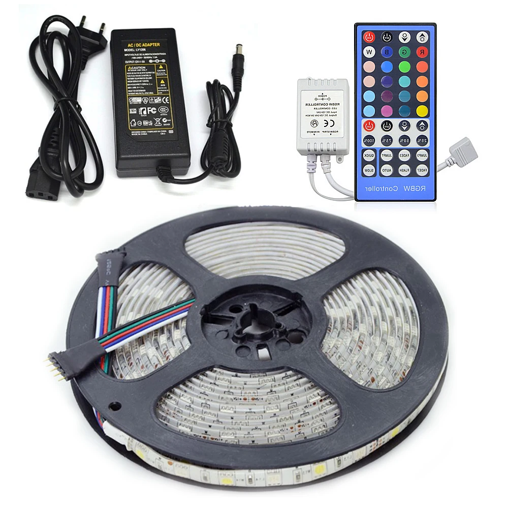 

LED Strip Light kit RGBW Non-Waterproof/Waterproof 5050 Flexible Tape + 40key Remote Controller +12V 5A Power Supply Kit 5M