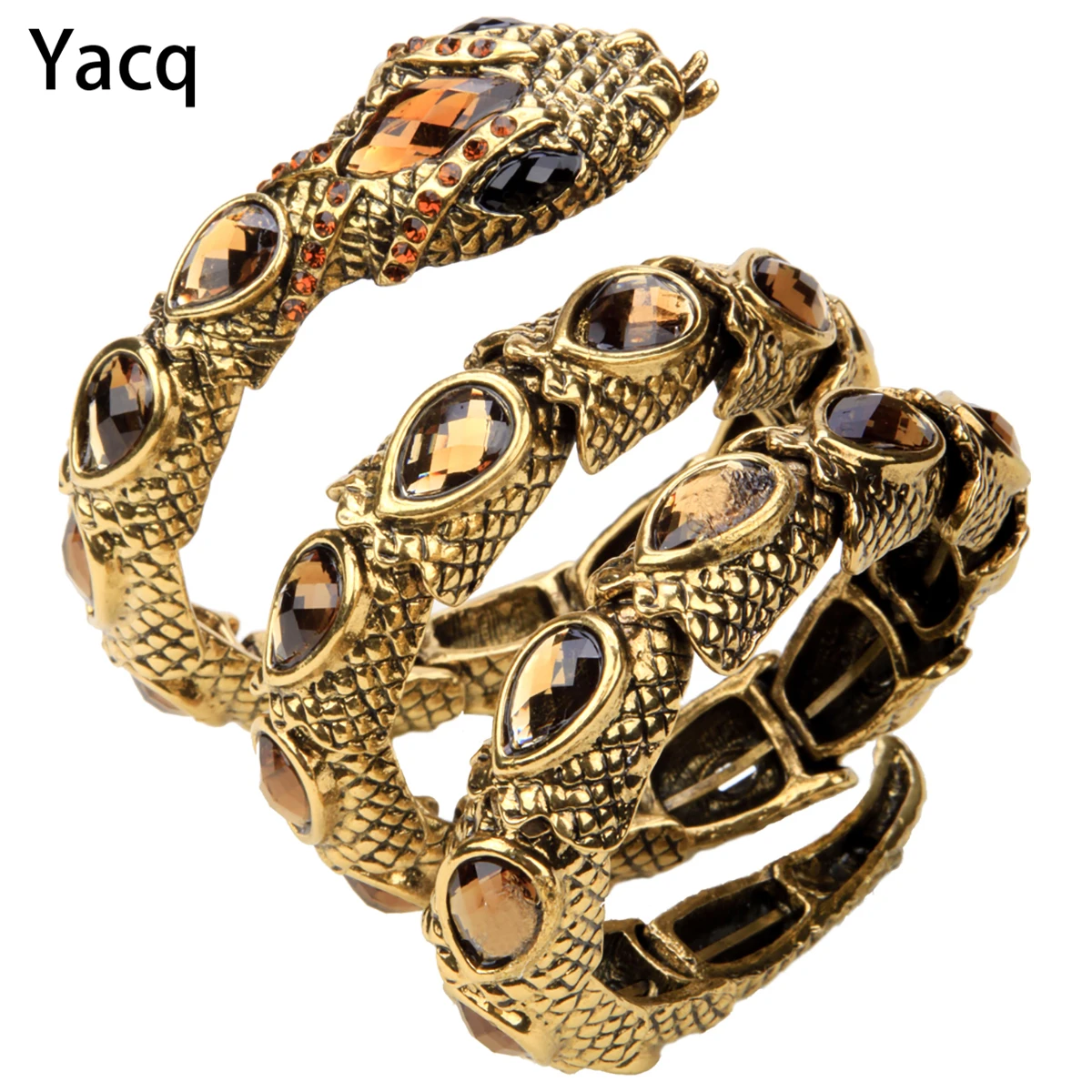 YACQ Stretch Snake Bracelet Armlet Upper Arm Cuff  Women Punk Rock Crystal Bangle Jewelry Gold Silver Color Dropshipping A32