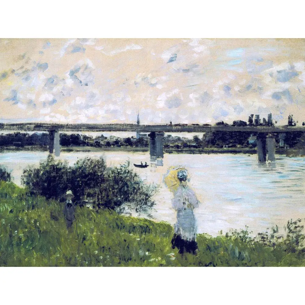 High Quality Claude Monet Paintings for Sale the Promenade Near Bridge Argenteuil Landscape Photo to Canvas Art Hand Painted