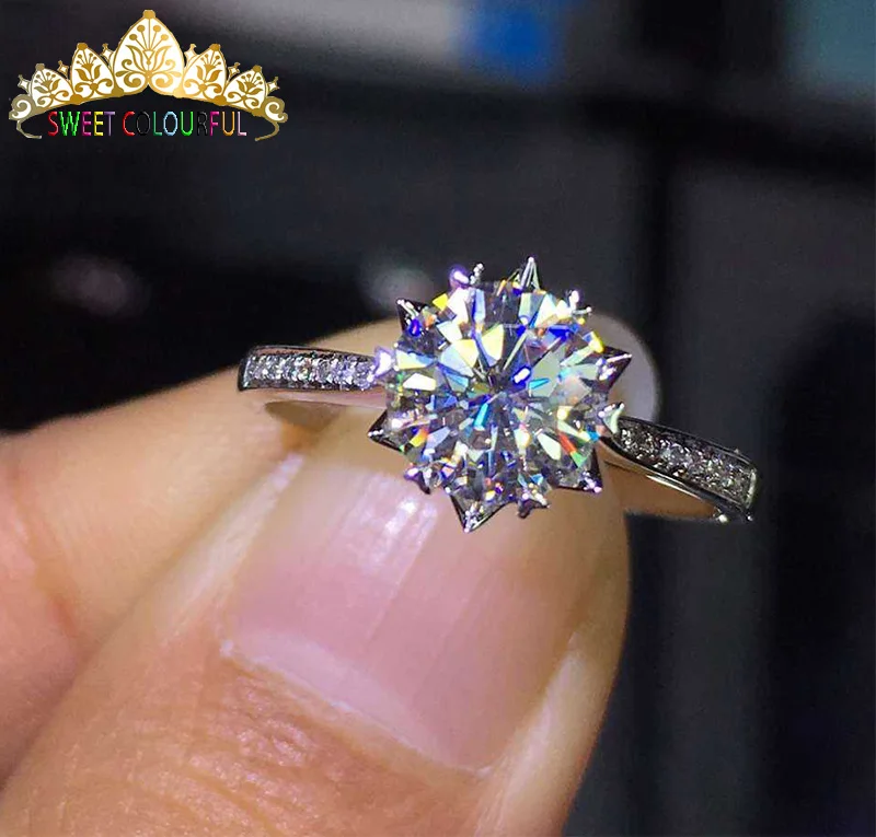 

100% 18K 750Au Gold ring composition Moissanite Diamond Ring D color VVS With national certificate MO-00107-01