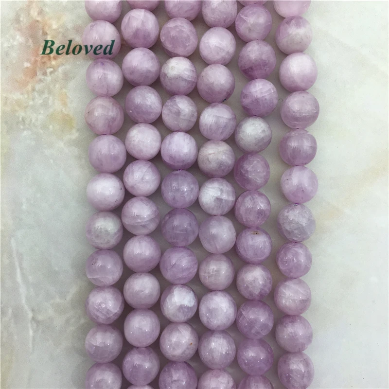 

15.5" Round Smooth Madagascar Kunzite Loose Beads, High Quality Natural Drilled Gems Beads For Jewelry Making, BG18128