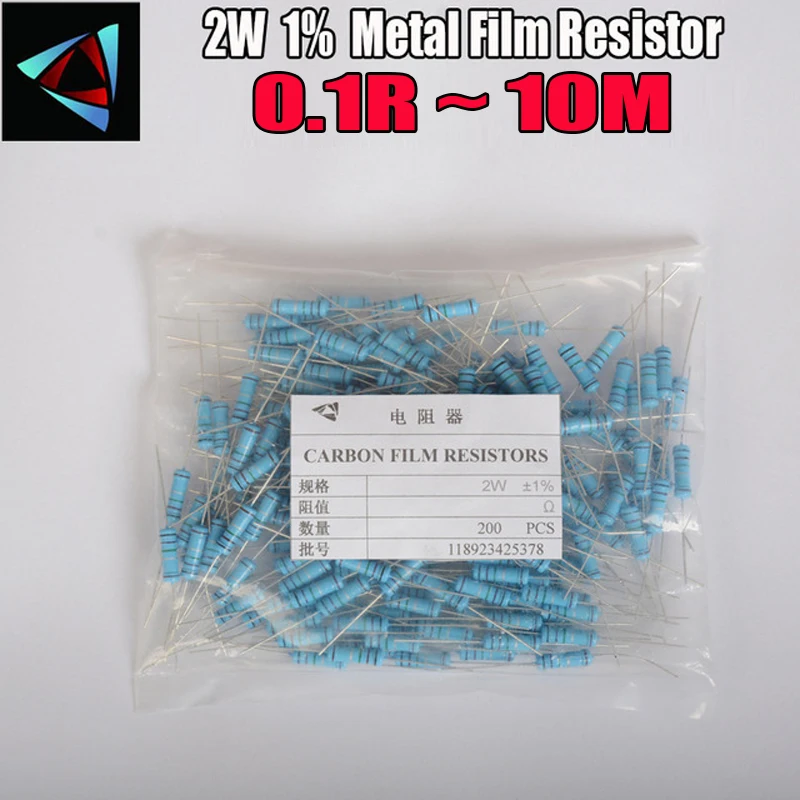 

200Pcs 2W Metal film resistor 1% 0.1R ~ 10M 2.2R 4.7R 10R 22R 47R 100R 220R 470R 1K 10K 100K 0.22 0.33 0.47 0.68 0.75 10M Ohm