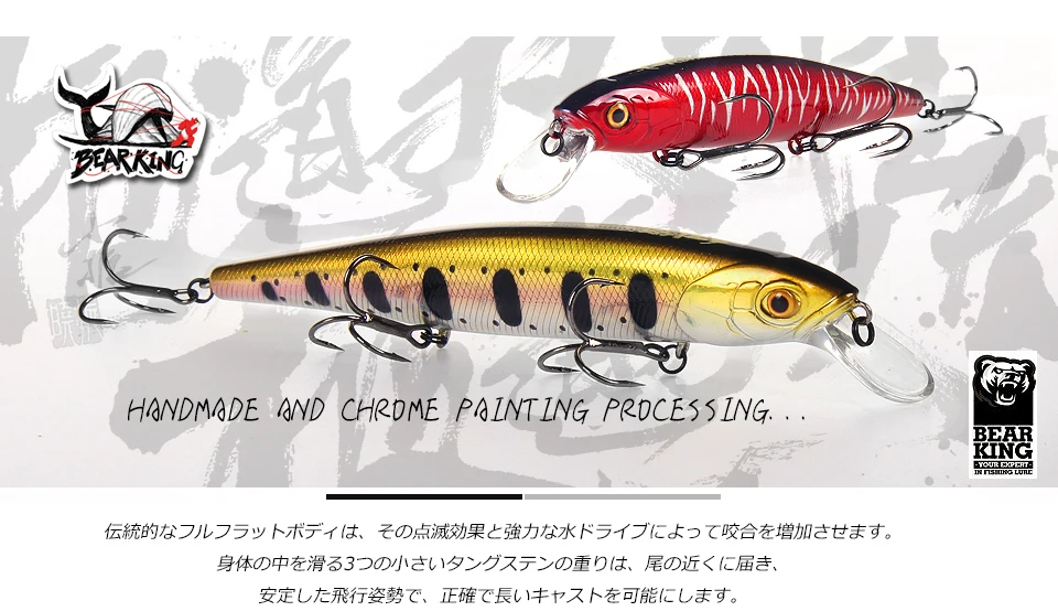 M128 BEARKING Perfekte Aktion, 19 Farben für künstliche Angelköder, Köder, 128 mm, 23 g, hängende Minnow-Wobbler, Kurbelköder – Detail 4