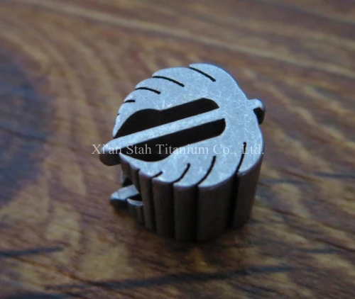 Titaium TC4 Bead / Plummet Leaf Design with Hole Diameter 5.5mm  Elaborate Processing Accessory for Strider Knife