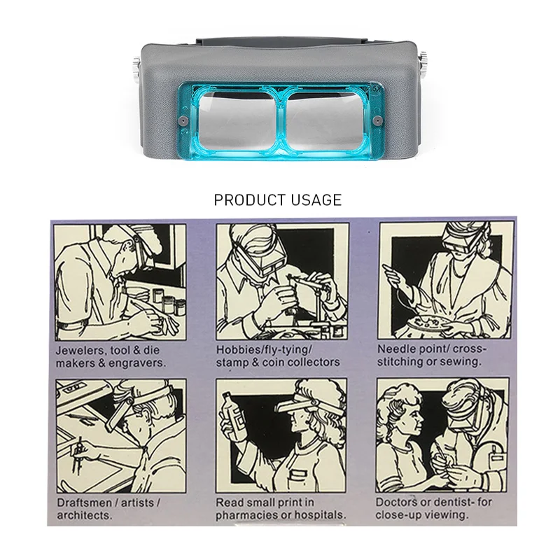 Headband Magnifier Repair Tool 1.5X2X2.5X3.5X Loupe Glass Jeweler Headband Magnifier Eye Glasses Tool Repair Reading Magnifier