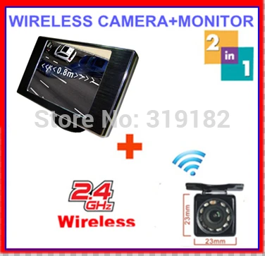 

2.4ghz wireless camera RCA VideoTransmitter Receiver reverse camera connect 3.5 TFT LCD monitor 2 av in video for car safe park