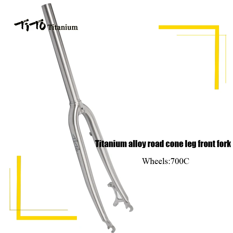 TiTo Gr.9 Titanium alloy road bike front fork 700C disc brake Bicycle Fork break wind Titanium fork tarped shape tube