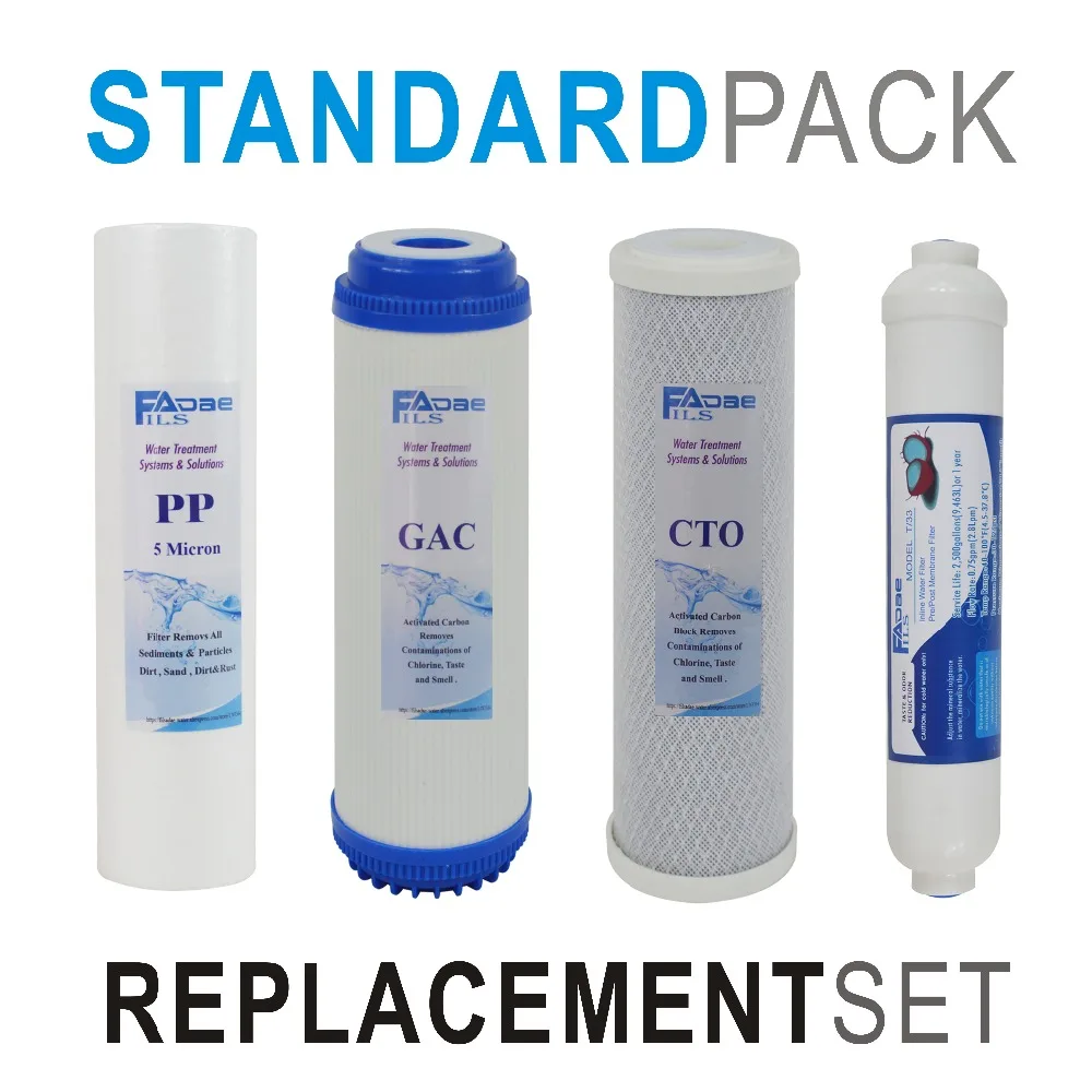 RO System Replacement Filter Sets 10inch PP+GAC+CTO+Inline Post Carbon Water Filter Cartridge(stage 1 ,2 ,3 & 5 )