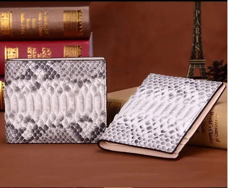 100% Genuine/Real python skin leather bifold wallets and purse Men/Women + Luxury quality men wallet beige black moeny case