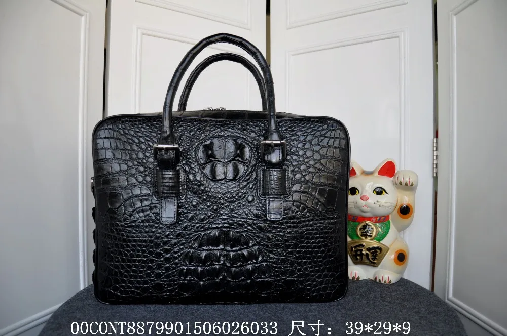 2016 Fashion Men's Genuine/Real Crocodile Skin Briefcase Laptop Bag Top Handbag Black/Brown/Coffe