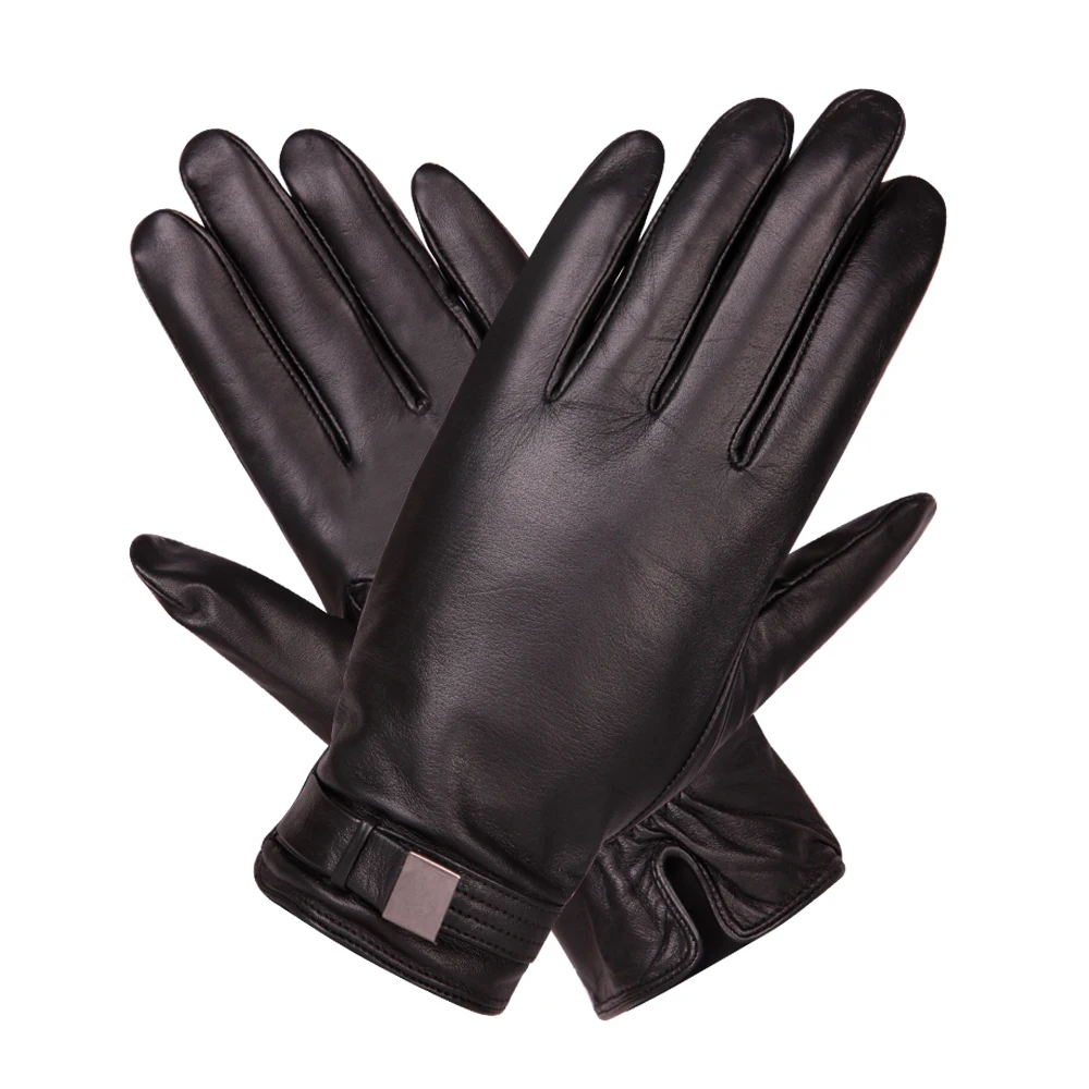 Touchscreen Keep Warm Leather Gloves Male Winter Plus Velvet Windproof Driving Non-Slip Genuine Leather Man Gloves M18003NC