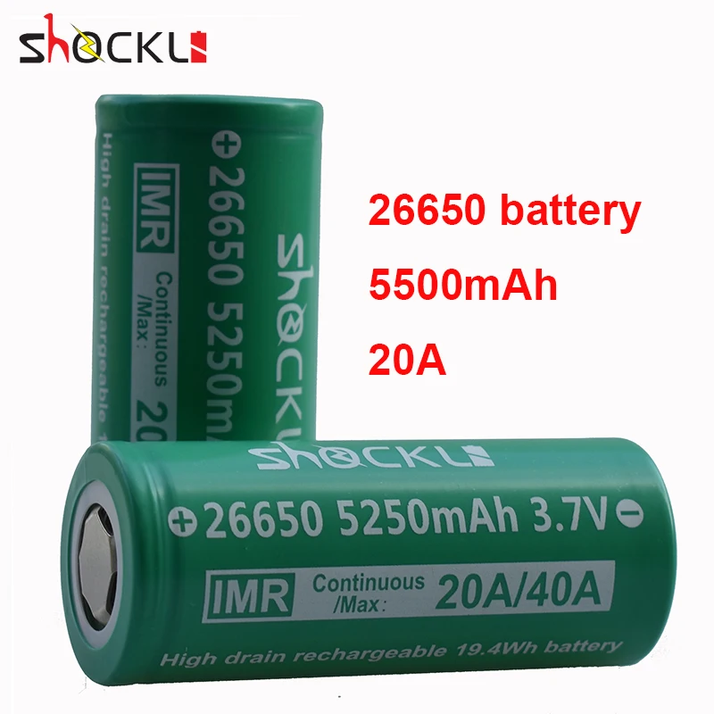 Shockli 26650 5250mAh 3.7v  Li-ion rechargeable battery 30A 40A 26650 lithium battery for high power flashlights  torch