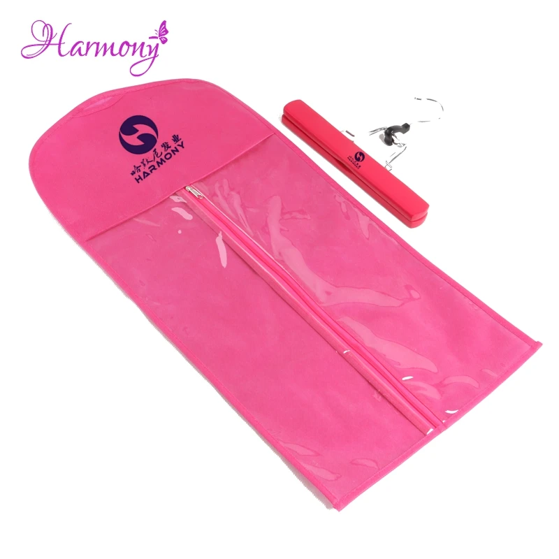 

100sets Customized With logo Pink Color hair extension packing suit case bags and hair hanger hair packaging for hair extension