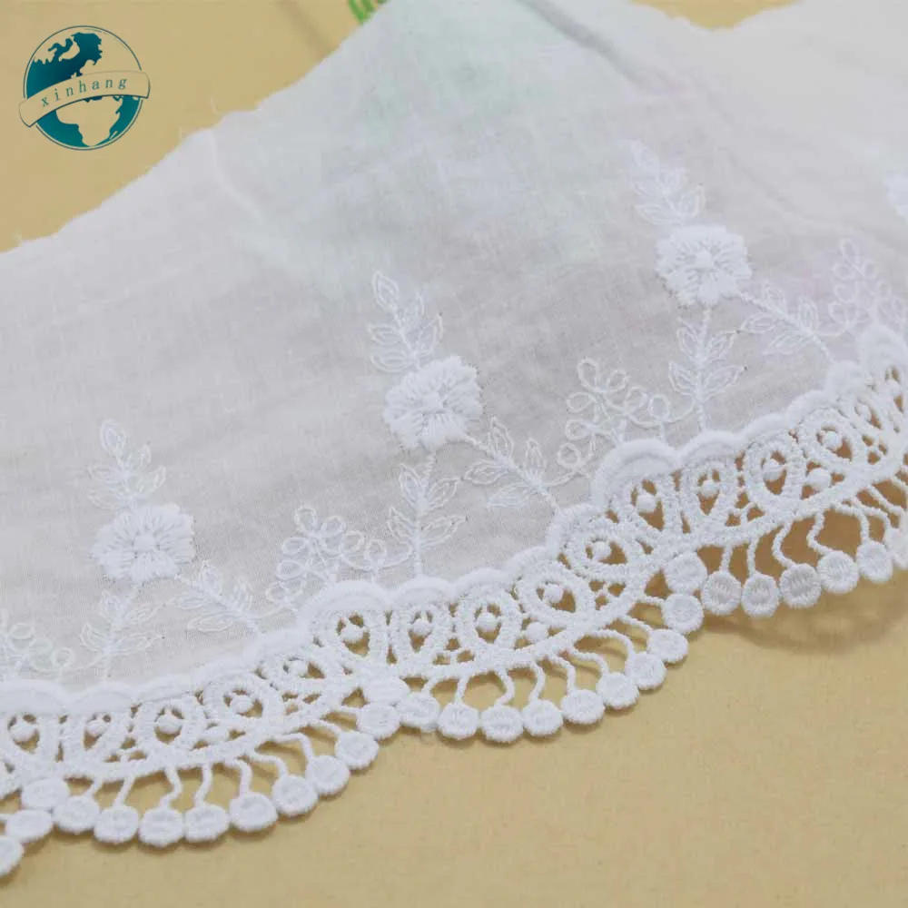 14cm White Lace 100% Cotton Embroidery French Lace Ribbon Fabric Guipure Diy Trims Warp Knitting Sewing Garment Accessories#3318