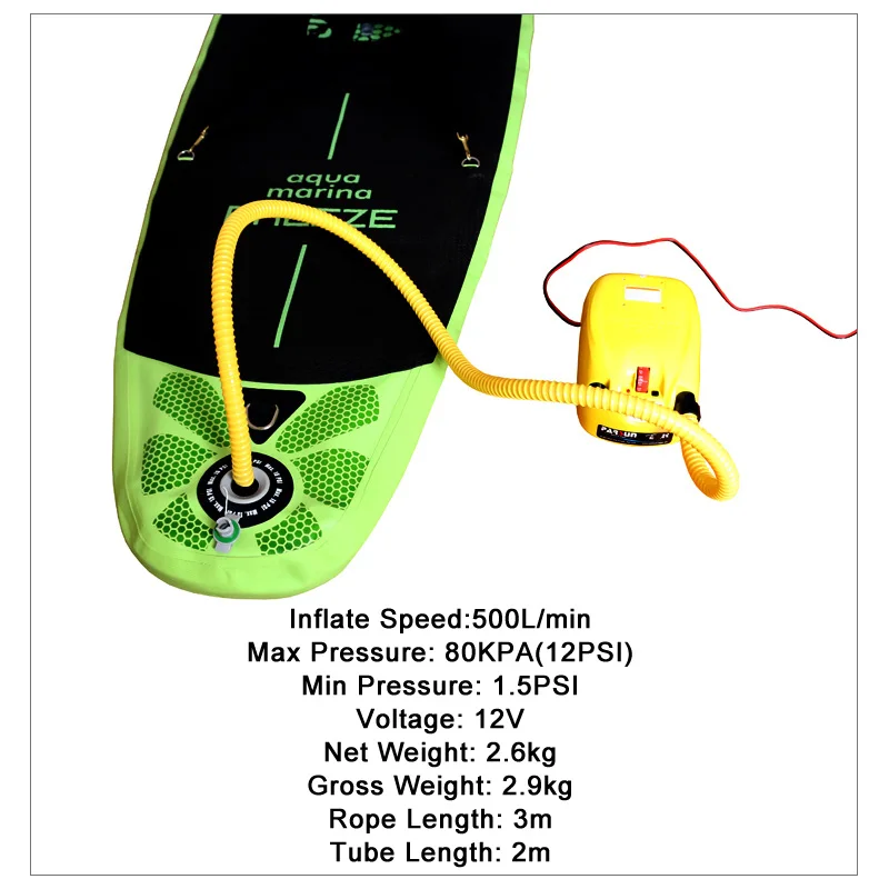 Bomba de ar elétrica para barco inflável, alta pressão, bote jangada, surf board, stand up paddle, caiaque e canoa, 12V, DC, frete grátis