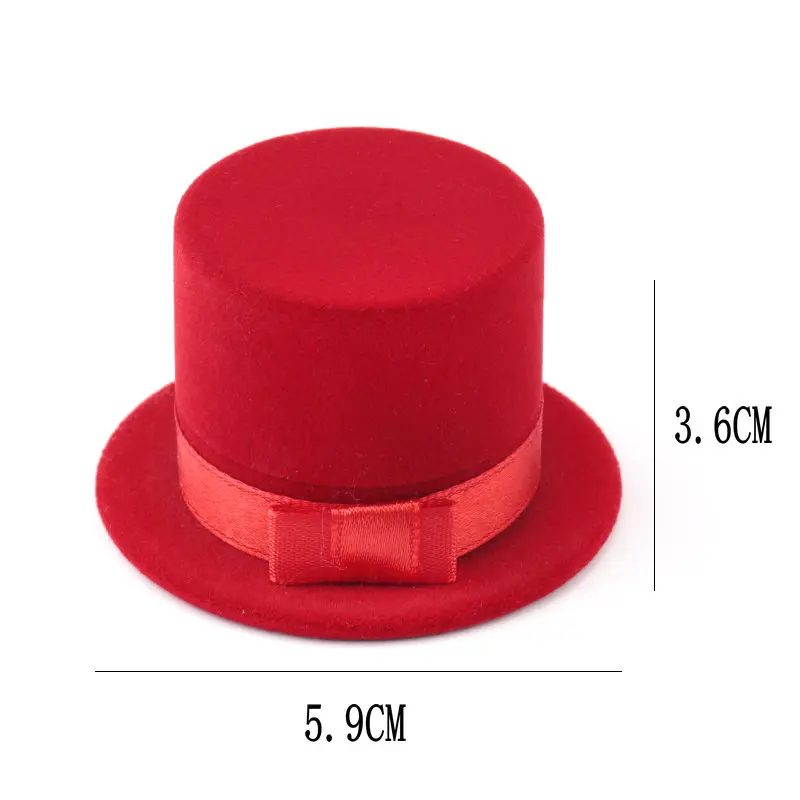 1 piece lovely Velvet gift box Top hat jewelry box wedding ring box Necklace Ring Case Earrings Holder for jewelry display