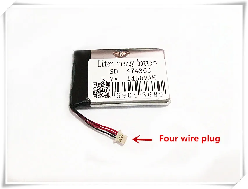 موصل 4 أسلاك 3.7 فولت 1450 مللي أمبير 474363   خلايا بطارية ليثيوم بوليمر ليثيوم بو ليثيوم أيون قابلة لإعادة الشحن لـ MP4 MP5 GPS PSP