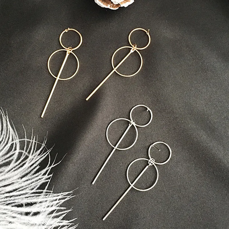 New Fashion Metal Tassel Earrings for Women Long Circle Dangle Earrings Geometric Round Drop Earrings Brief Jewelry pendientes