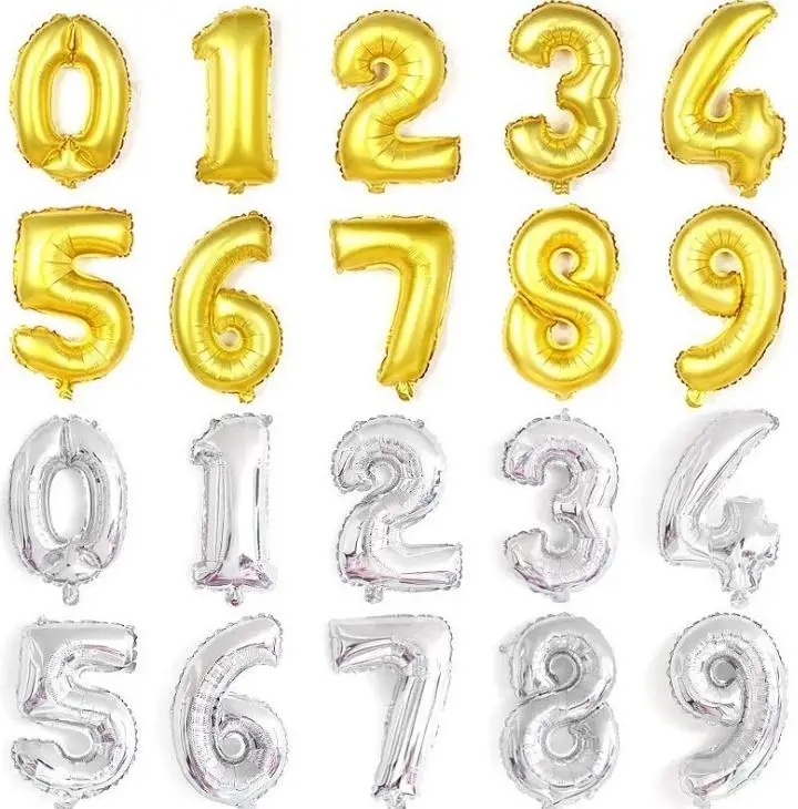 100pcs/lot 40 inch 0-9 gold/silver foil number balloons birthday wedding party decoration helium inflatable balloon SN1143