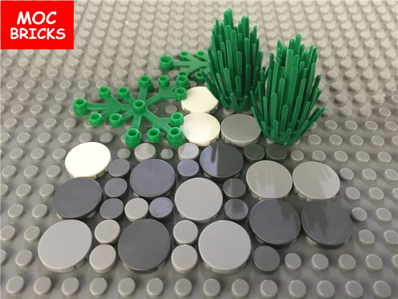 10pcs/lot MOC Bricks  White Light gray Dark bluish gray Tile Round 2 x 2 fit with 4150 Building Blocks DIY Toys kids gifts