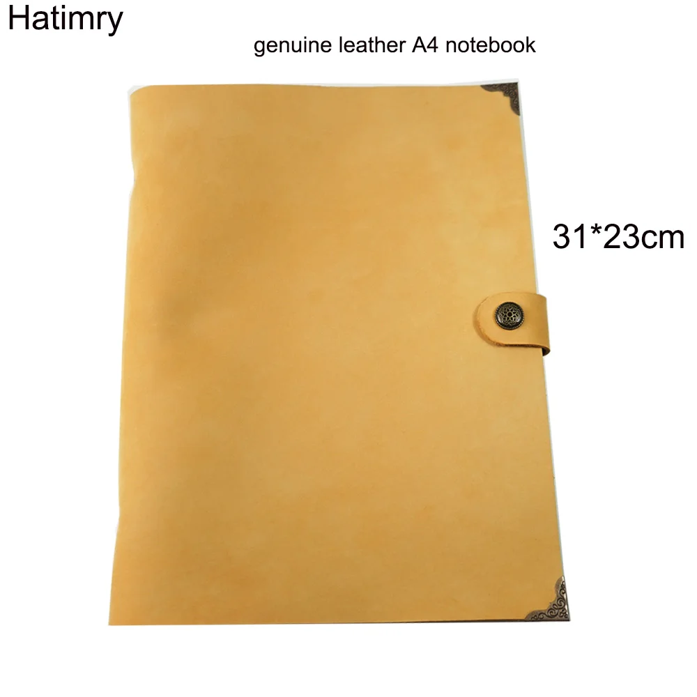 

Hatimry A4 notebook 9 holes genuine leather cover journal books dairly planner Vintage handmade notebook office school supplies