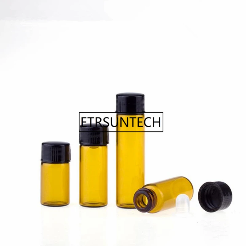 

1ml/2ml/3ml Mini Amber Glass Essential Oil Reagents Refillable Sample Bottle Brown Glass Vials With Cap F1558