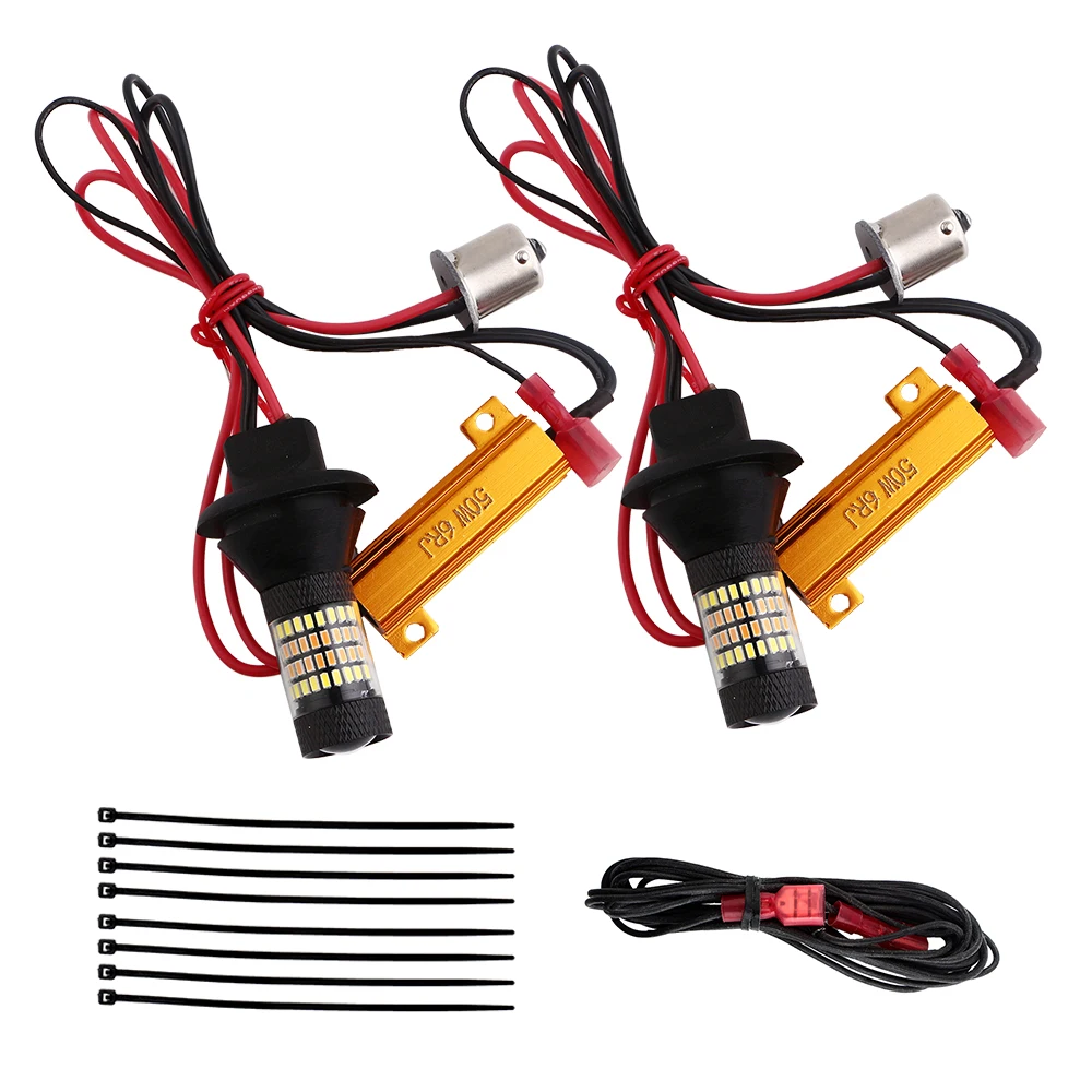 2X DC12V Canbus White/Amber 3014 96 SMD 1156 BA15S BAU15S T20 7440 T25 3156 Led Turn Signal Light Bulb Tail Car Light Error Free