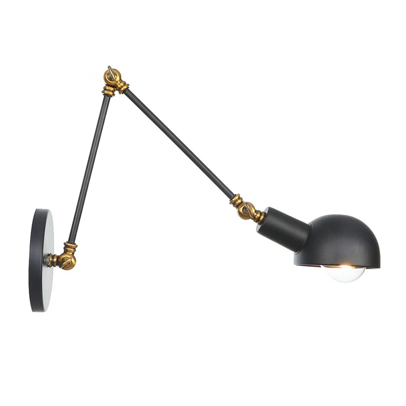 Industrial Adjustable Swing Arm Wall Lamp Reading Bedside Vintage Wandlamp Retro Extendable Led Wall Lights Fexible White Brass