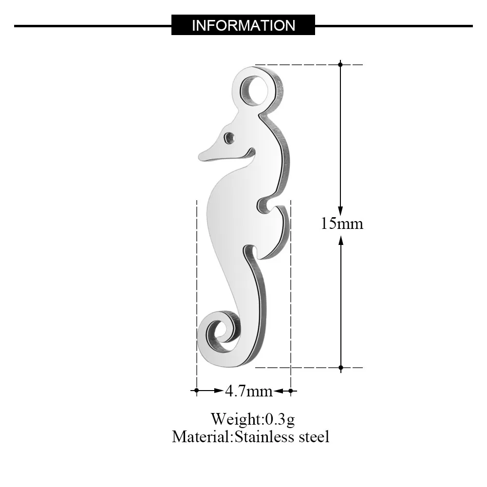 10pcs/lot 316 Stainless Steel Sea Shell Charms VNISTAR High Polished  Seahorse DIY Conch Jewelry Finding Supplies