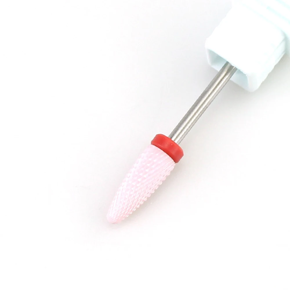 1pc Ceramic Nail Drill Pink Rotary Bits Bullet Shape Electric Manicure Machine Files Cuticle Clean Burr Gel Polish Remove Tools