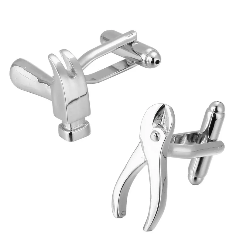 C-MAN Luxury shirt Silvery Hammer Clamp cufflink for mens Brand cuff buttons cuff links High Quality abotoaduras Jewelry