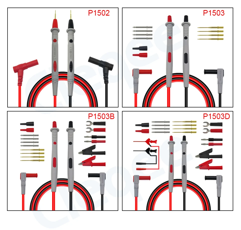 Nowe sondy multimetrowe Cleqee wymienne igły przewody pomiarowe zestawy sondy do multimetrów cyfrowych do multimetrów końcówki przewodów