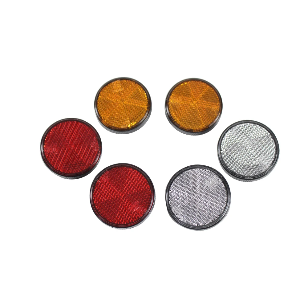 Papanda 1 Pair Universal Motorcycles Plastic Round Red Amber White Reflector ATV Bikes Dirtbikes Trailers