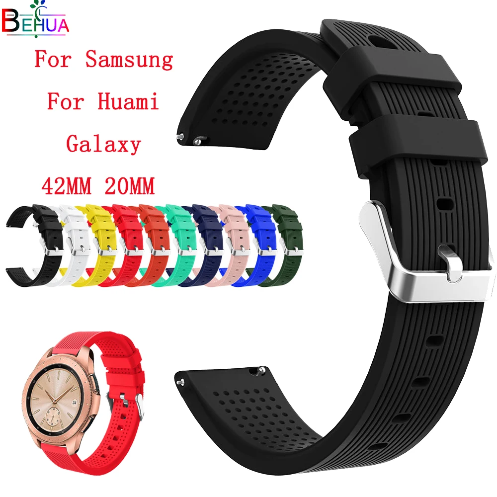 

Silicone Watchband For Samsung Galaxy Watch 42mm / Active 2 / Gear S2 classic Bracelet For Huami Amazfit Bip U Bip S GTS 2 strap